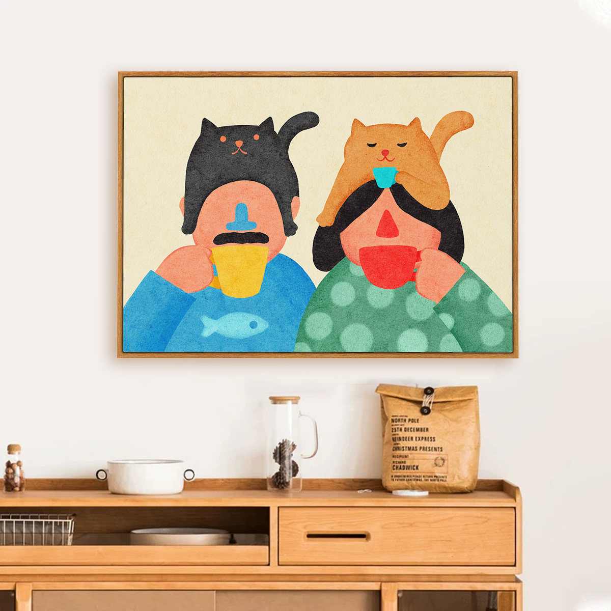 ins北欧风餐厅装饰画客厅墙画壁画简约饭桌趣味画小众艺术感挂画