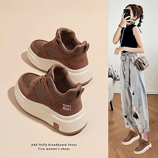 欧洲站复古真皮高帮鞋女鞋2025秋冬新款加绒厚底休闲运动小白棉鞋