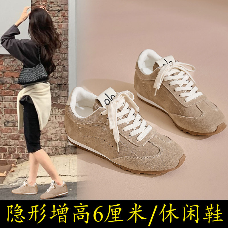 欧洲站同款老钱风真皮德训鞋女鞋新款复古系带鞋运动休闲慢跑