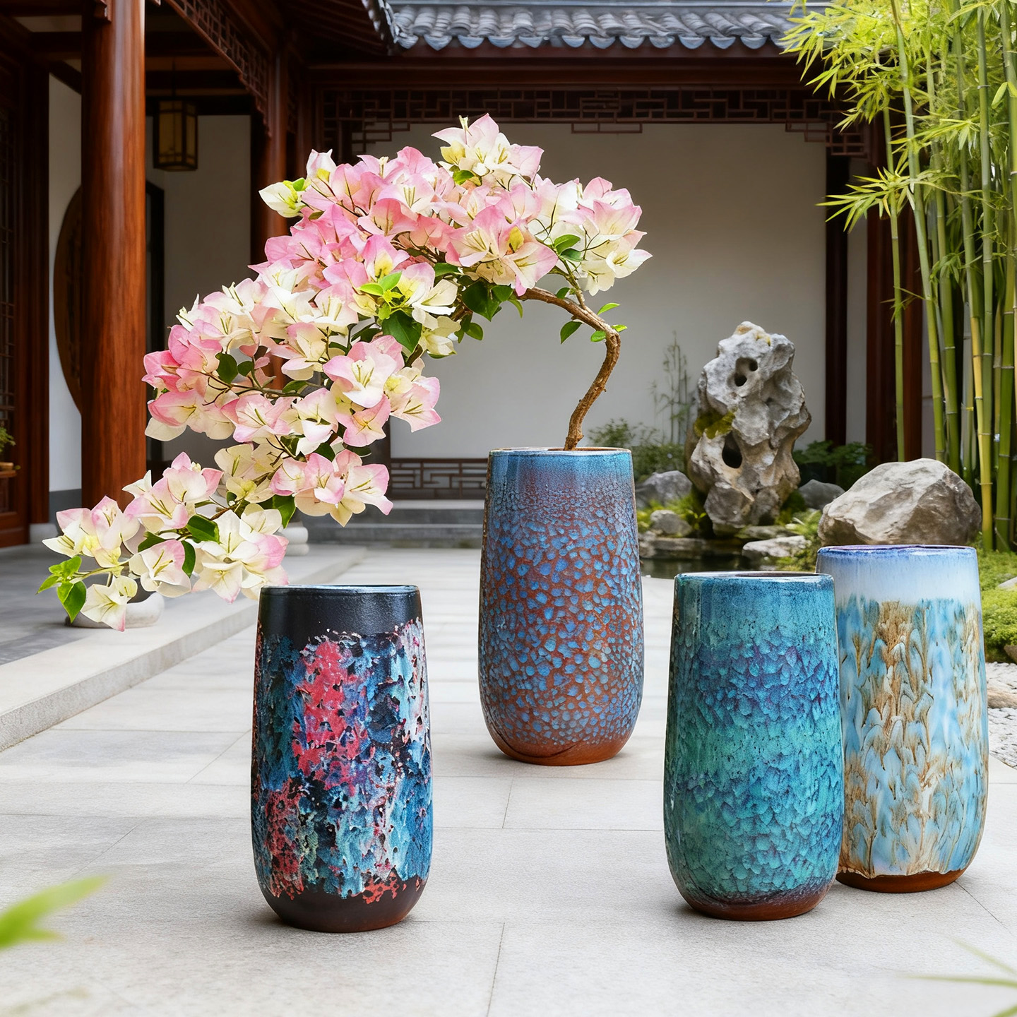 陶瓷花盆大口老桩九尾狐室内外盆