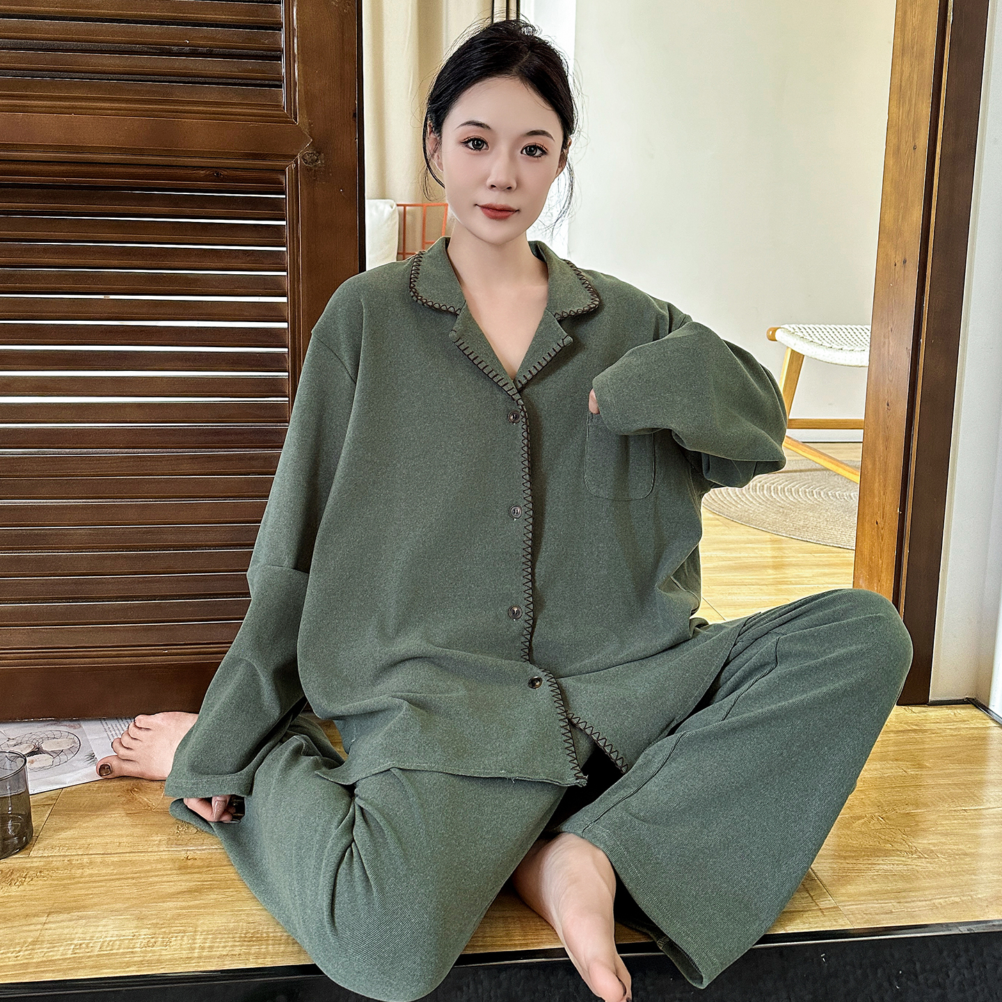 大码睡衣女秋冬200斤德绒家居服