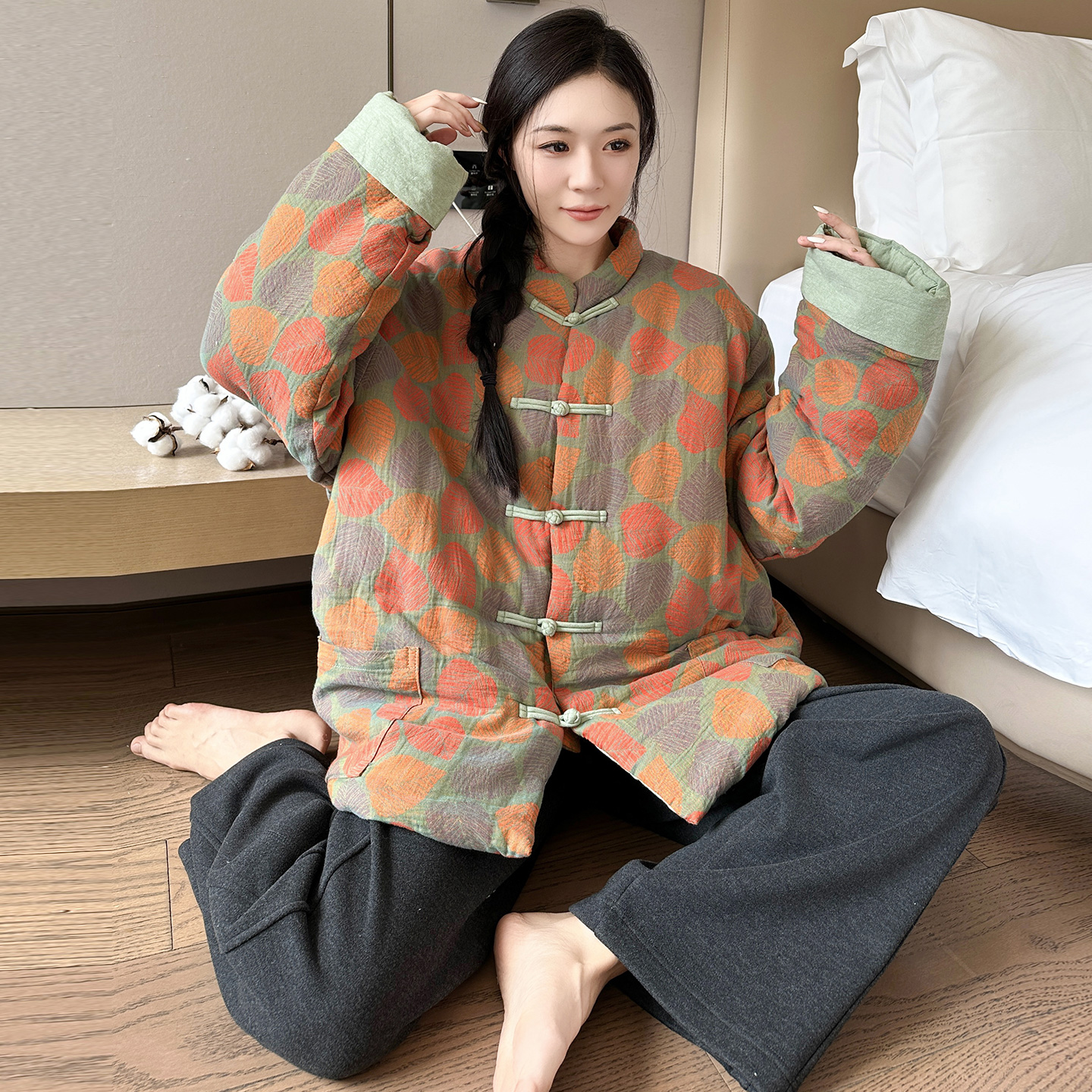 观昵棉纱棉花棉袄大码女200斤