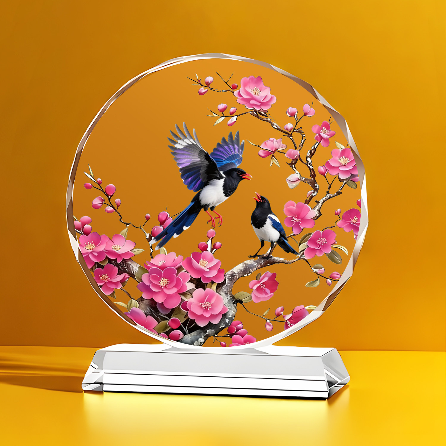 柿柿如意喜鹊水晶摆件客厅办公室橱柜装饰乔迁开业礼物摆台工艺品,家居饰品,装饰摆件,淘宝优惠券,粉丝福利购,淘宝优惠卷