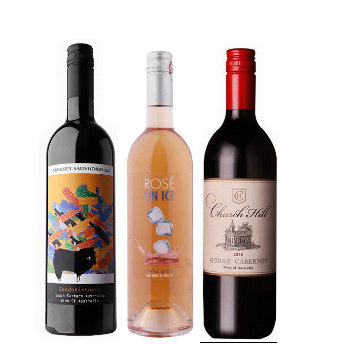 丘吉尔红酒西拉子赤霞珠干红葡萄酒澳洲进口孤独汪柔丝冰3瓶组合