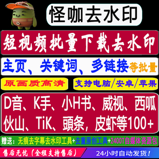抖音批量去水印 快手小红书批量解析下载 短视频批量一键下载采集