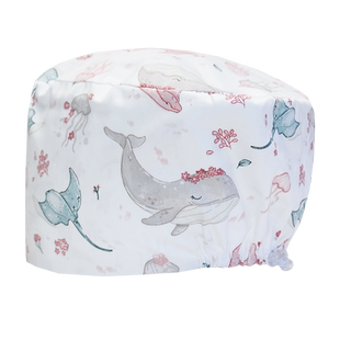 蜜茹曼卡通印花纯棉帽手术室薄款护士帽牙医工作帽透气吸汗不勒头