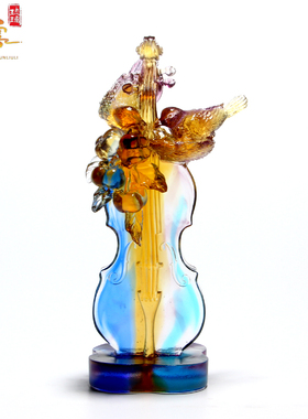 琉璃小提琴摆件现代轻奢书房