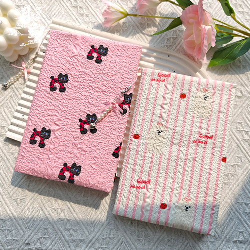 月白 猫狗日记 原创布艺笔记本学生日记本猫狗a5手账本书衣文创本