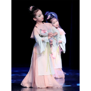 阳春三月儿童古典舞演出服春意浓桃之夭夭中国舞团扇道具舞蹈服装