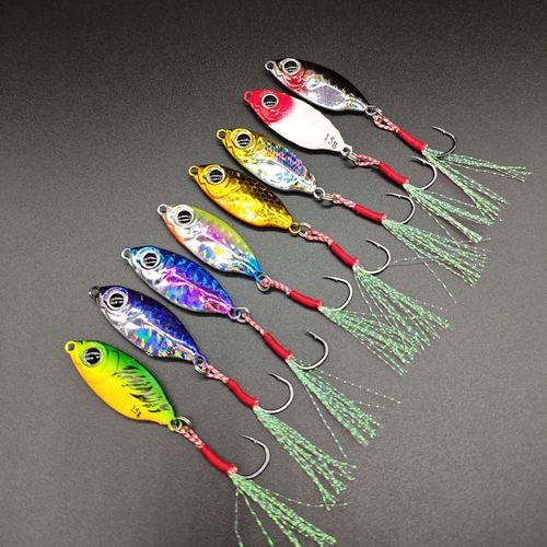 单钩飘落蓝小刀短铁板路亚假饵套装远投vib亮片翘嘴鲈鱼淡海水