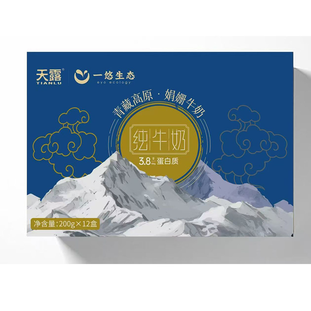 天露 一悠生态 娟姗纯牛奶 青藏高原娟姗奶200g*12盒/箱