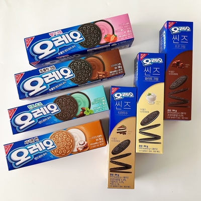 韩国进口奥利奥薄荷巧克力肉桂香草提拉米苏黑巧慕斯薄脆夹心饼干