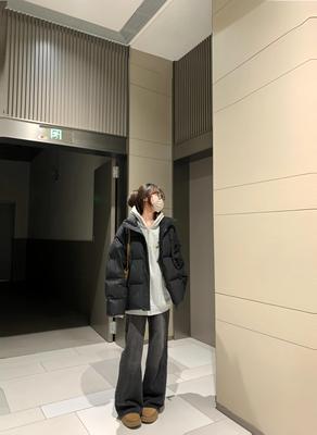 黑色羽绒棉服女2025新款冬季小个子棉衣棉袄加厚保暖面包服外套潮