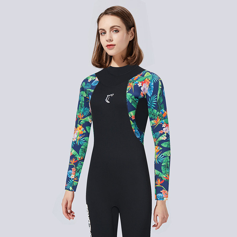 专业潜水服女款连体长袖浮潜