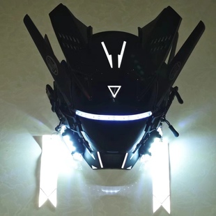 赛博朋克面具cos发光铁血战士头盔机械战术面罩发光全脸防毒面具