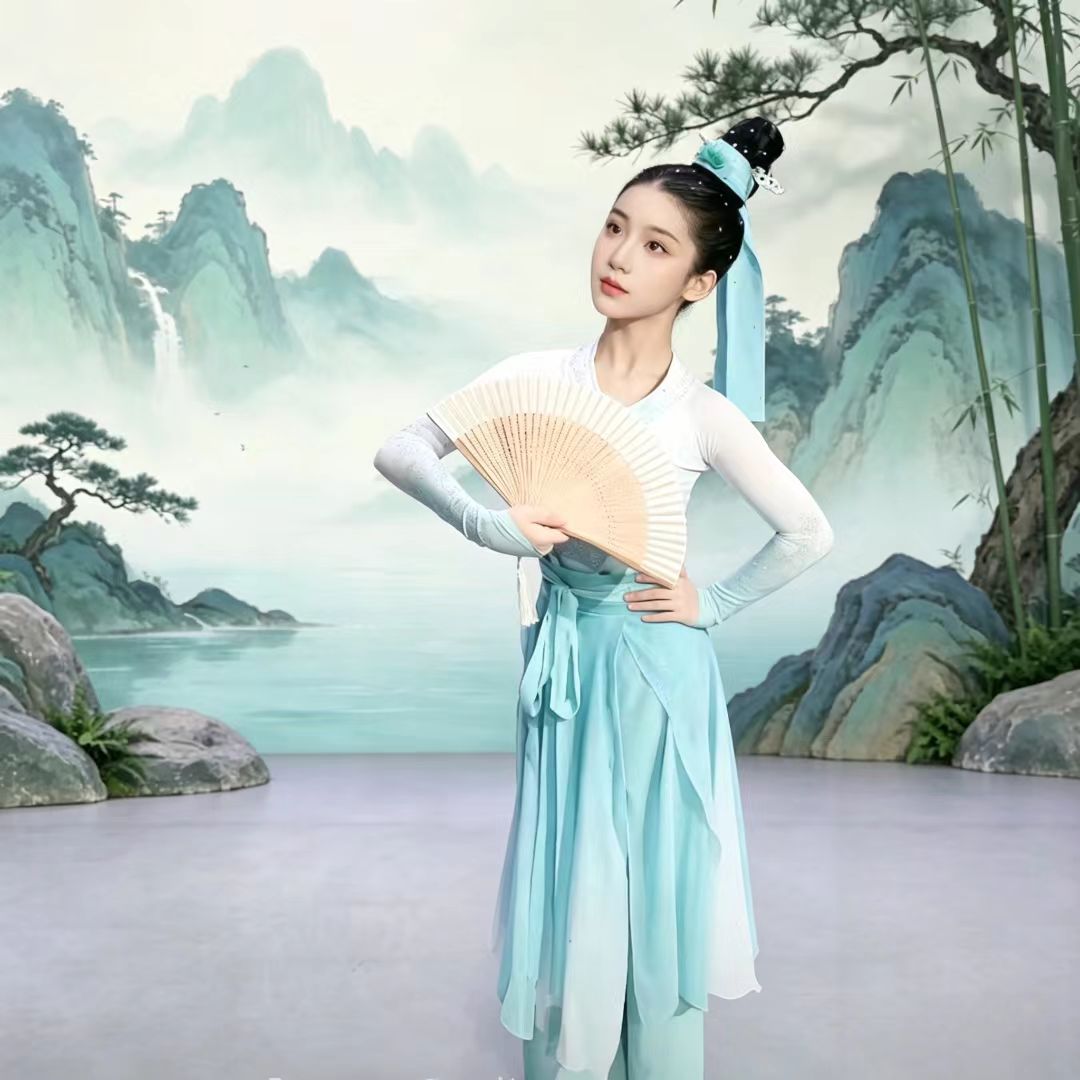 桃李杯舞蹈服女飘逸扇子舞少儿古典舞剧目一童一扇演出服练习艺考
