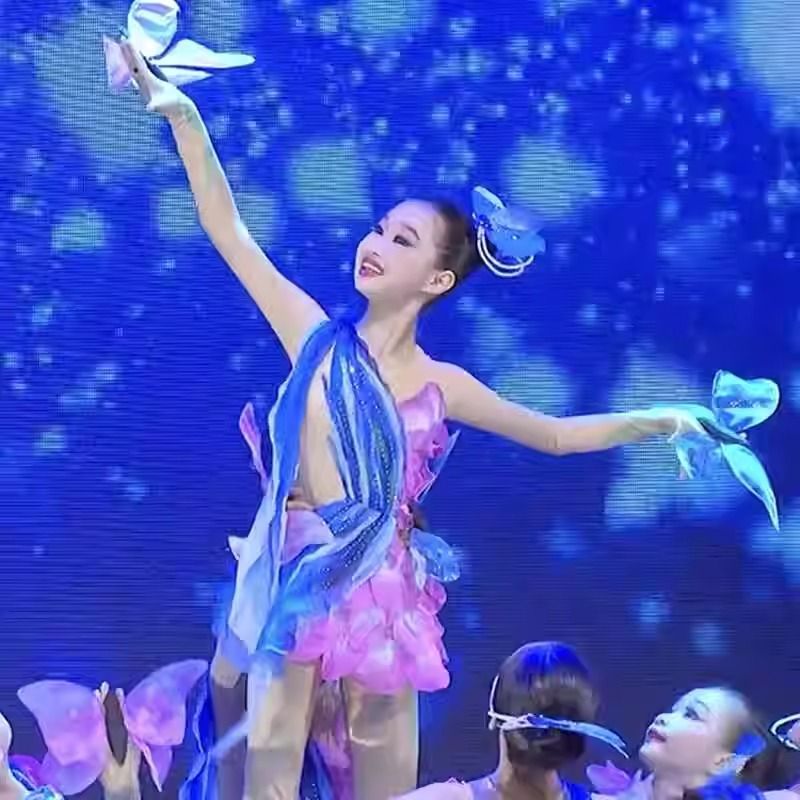 晓春飞蝶演出服彩蝶飞少儿群舞梦蝶飞舞蝴蝶舞蹈道具元旦表演服装
