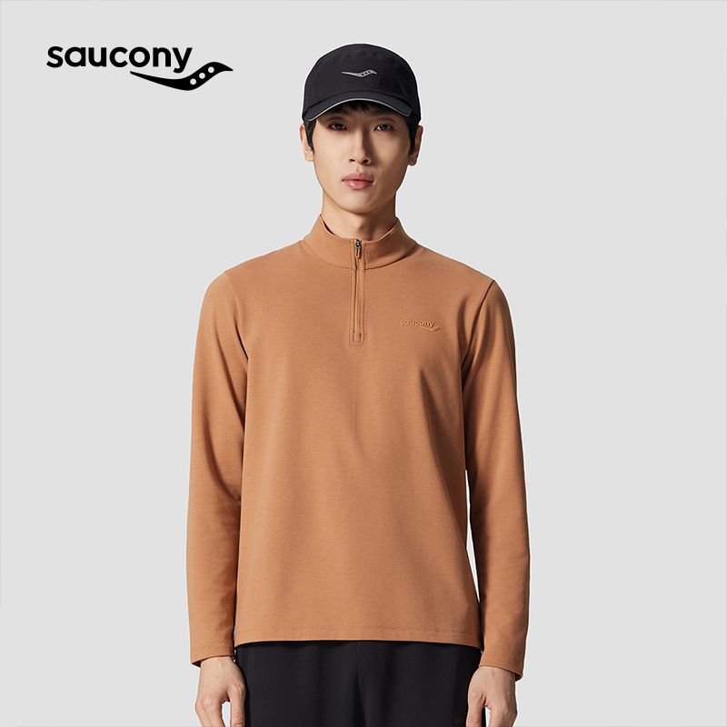 索康尼美利奴羊毛半开襟立领长T