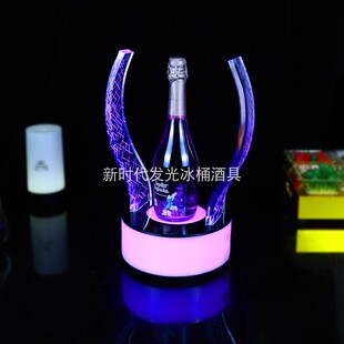 酒吧发光酒座LED香槟底座红酒洋酒架KTV出酒道具展示架 黑桃A酒具