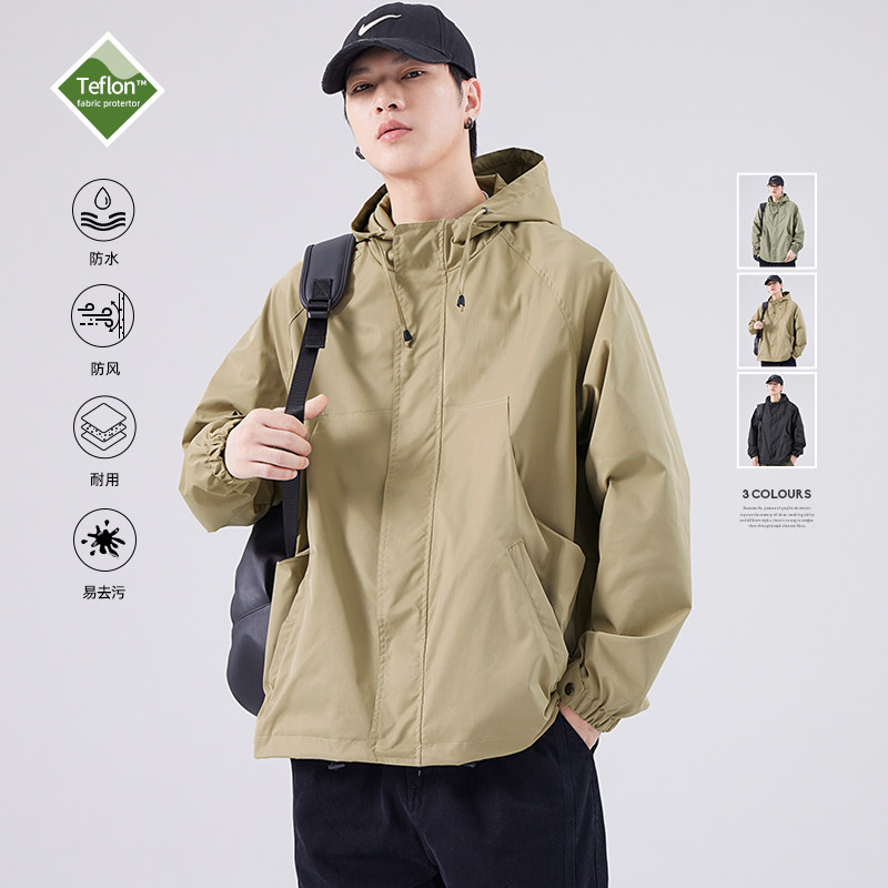 FAFC2025春秋季三防连帽冲锋衣潮牌户外工装夹克棉服上衣外套男款