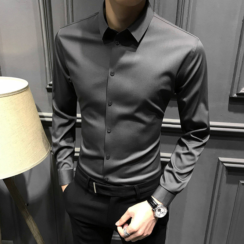 2026新款高端衬衫男长袖加绒保暖春秋高级男士衬衣修身商务男装寸