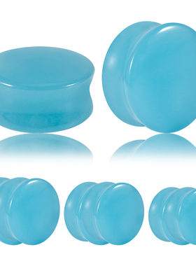 旅悦欧美气质海蓝色实色玻璃腰鼓耳扩耳廓扩耳神器穿刺饰品6-30mm