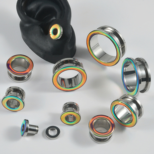 旅悦 钛钢空心闪光膜滑轮耳廓耳扩耳器男女养洞撑大扩大耳洞饰品