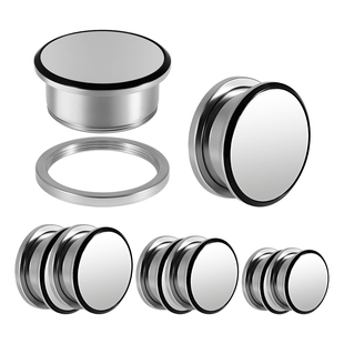 旅悦 镜面黑边钢色不锈钢滑轮耳廓耳扩耳洞扩大器穿刺饰品8-25mm