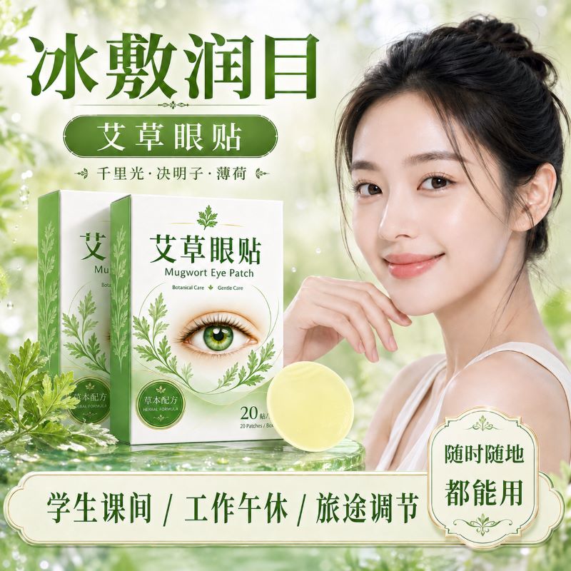 艾草眼贴缓解眼疲劳学生护眼贴叶黄素热敷改善眼疲劳薄荷冰敷润目