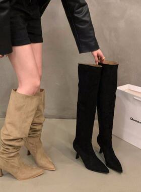气质女靴不过膝堆堆靴女
