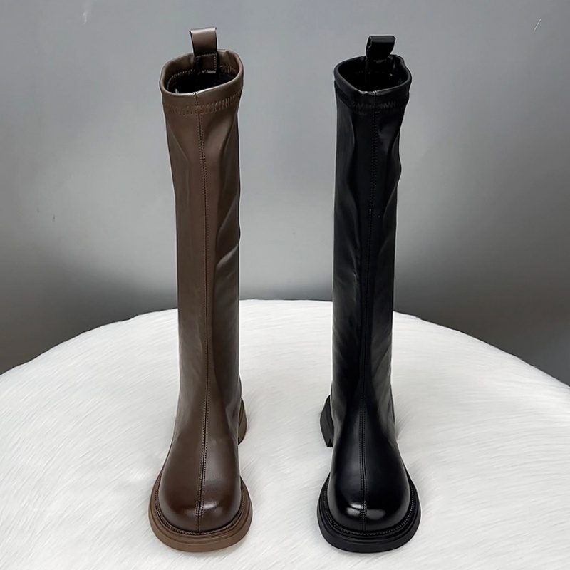春秋季显瘦平底长筒靴
