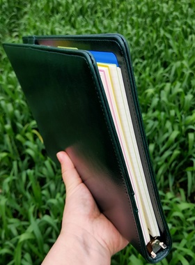 【9孔B5墨绿色】豪华款仿真皮活页本可拆卸大号本子记账出入库教师听课备课学生错题本日周月计划本效率手册