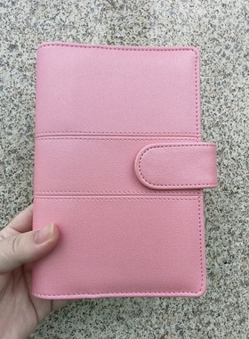 A6粉色摁扣手账本外小号空白点阵横线方格可拆卸活页本随身笔记本自填日期日计划周计划to do list记事本文具