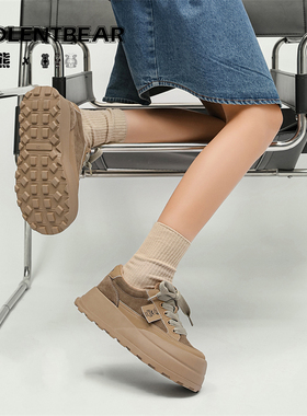 暴力熊复古潮流时尚百搭休闲圆头厚底板鞋83033