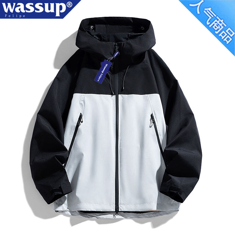 WASSUP FELIPE冲锋衣外套男女款户外防风防水连帽登山服秋季夹克