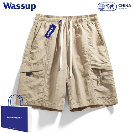 WASSUP美式工装短裤男士夏季薄款宽松休闲中裤速干运动冰丝五分裤