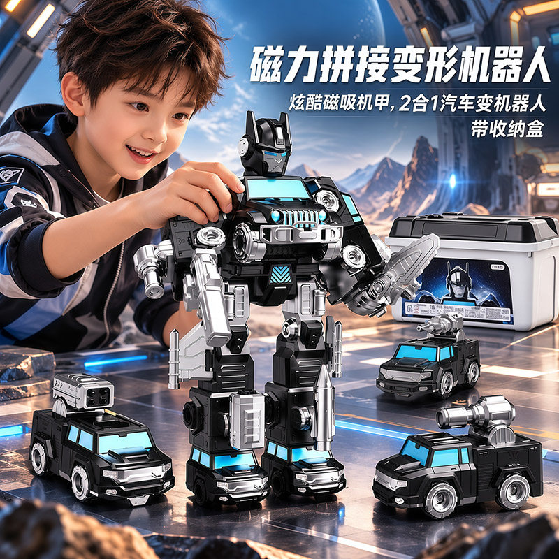 磁力变形机器人玩具金刚机甲