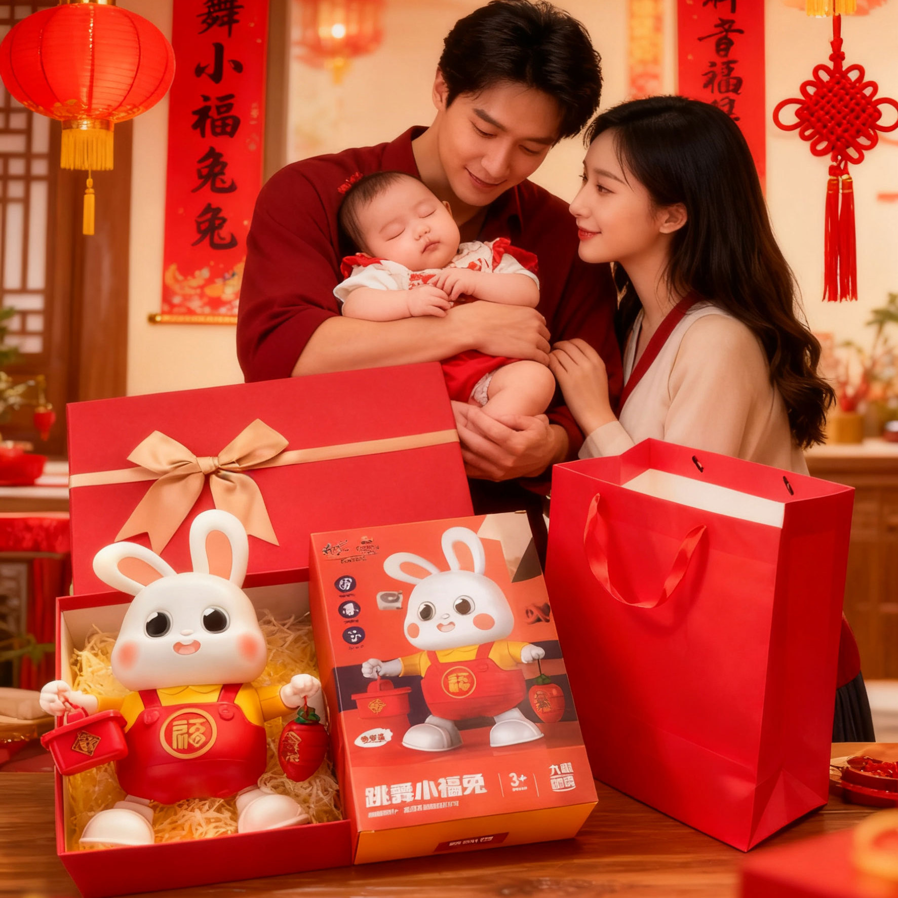 会唱歌跳舞的小福兔宝宝兔子玩具婴儿练习抬头训练儿童电动机器人