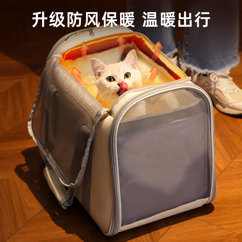 猫包外出便携背包单肩手提包冬季外出保暖加绒猫书包猫笼子宠物包
