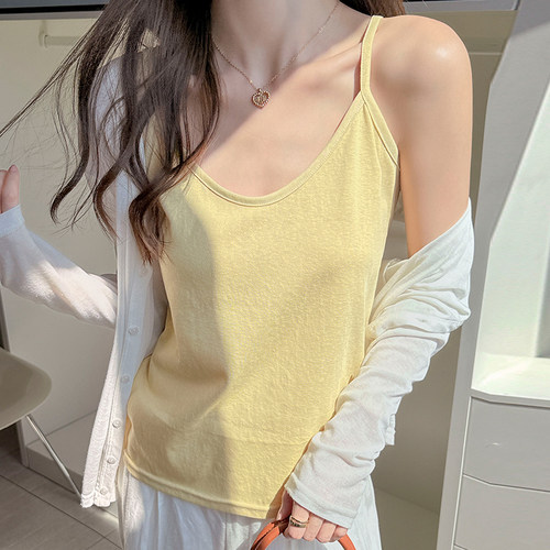 棉麻吊带背心女内搭慵懒风