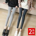 黑色纯棉打底裤女外穿春秋季薄款高腰大码九分裤显瘦修身灰色秋裤