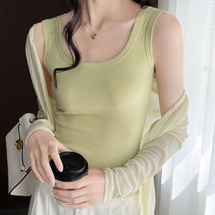 吊帶背心女春夏季 修身 顯瘦帶胸墊遮副乳百搭打底無袖 上衣 內搭薄款
