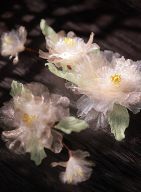 古风头饰十二花神芙蓉花烫花发簪女汉服发饰仙气簪花春季古装配饰