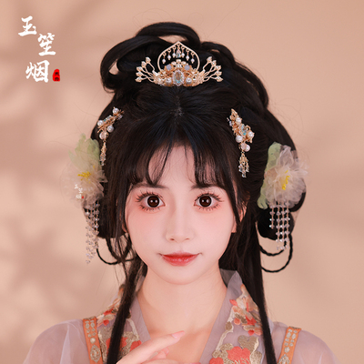 玉笙烟原创首饰芙蓉花杏色发夹