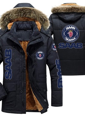 SBBA汽车logo机车外套男士加绒连帽冬季保暖棉服SBBA车队服装