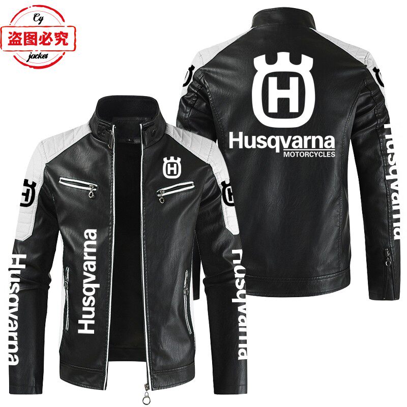 Husqvarna机车皮夹克pu皮衣防风男士越野摩托车耐力赛骑行服夹克