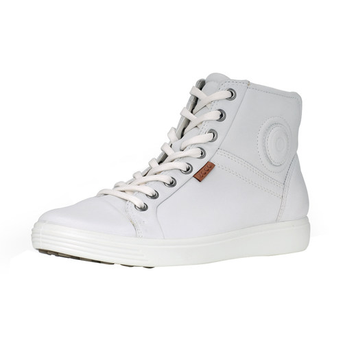 爱步ecco平底系带柔酷7号高帮鞋