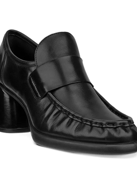 ECCO爱步Sculpted时尚高跟乐福鞋真皮粗跟单鞋 雕塑奢华222673