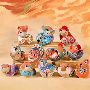 吉兔坊兔爷十二生肖马祝福礼物非遗手工泥塑兔儿爷家居摆件伴手礼