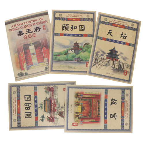 北京风景手绘旅游地图中英文对照